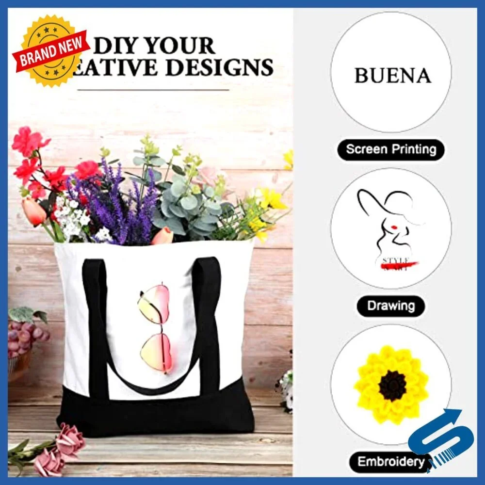 Large Canvas Tote Bag Reusable Natural Cotton Multipurpose DIY Plain